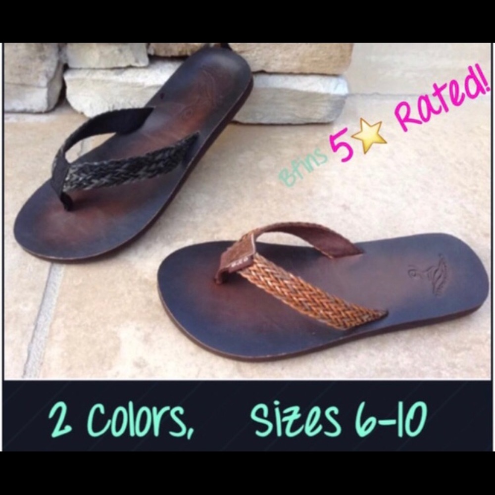 Braided Flip Flops Sandals Black/Brown